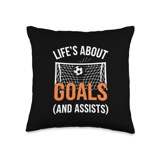 Life's About Goals And Assists For A Soccer Player Artwork Throw Pillow