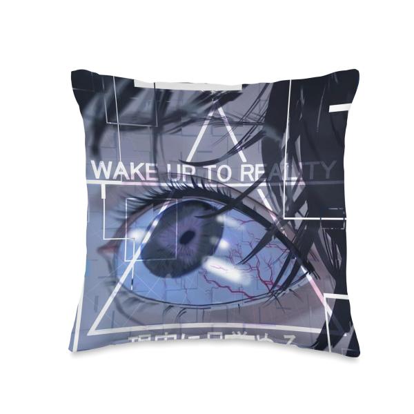 Wake up to reality in Japan streetwear Vaporwave Retro Vibes Throw Pillow