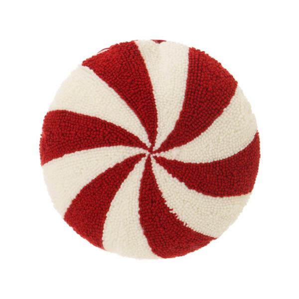 Baynoyia Christmas Throw Pillows Cute Red and White Plush Pillows Candy Cane Shaped Pillow Christmas Decorative Pillows (Red Circle, 40cm)