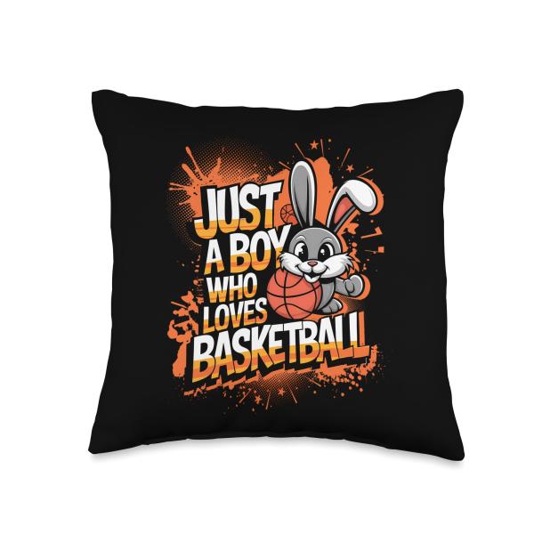 Just A Boy Who Loves Basketball Design Boys Basketball Throw Pillow