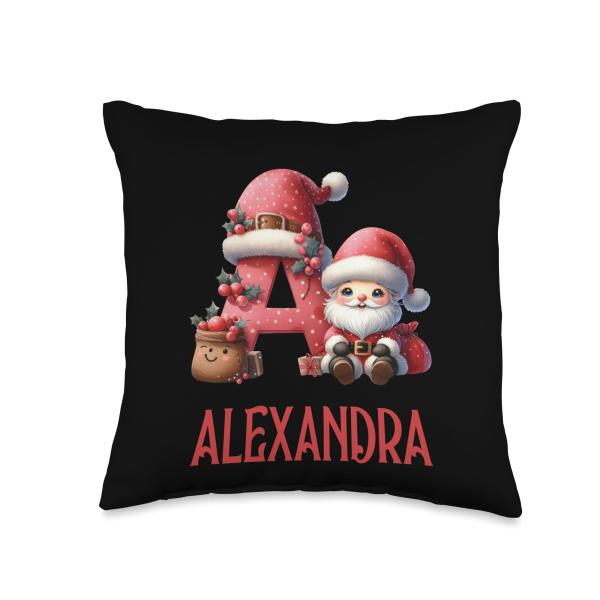 Christmas Letters Alexandra Winter Letter Girls Name Throw Pillow
