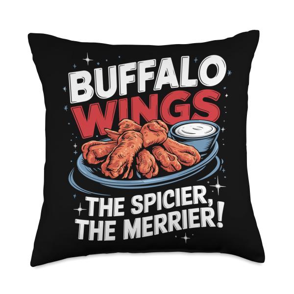 Chicken Wing Maker Buffalo Wings The Spicier The Merrier Throw Pillow