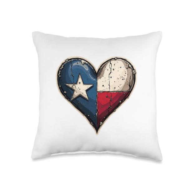 Heart Shaped Texas Flag / Texan at Heart Throw Pillow