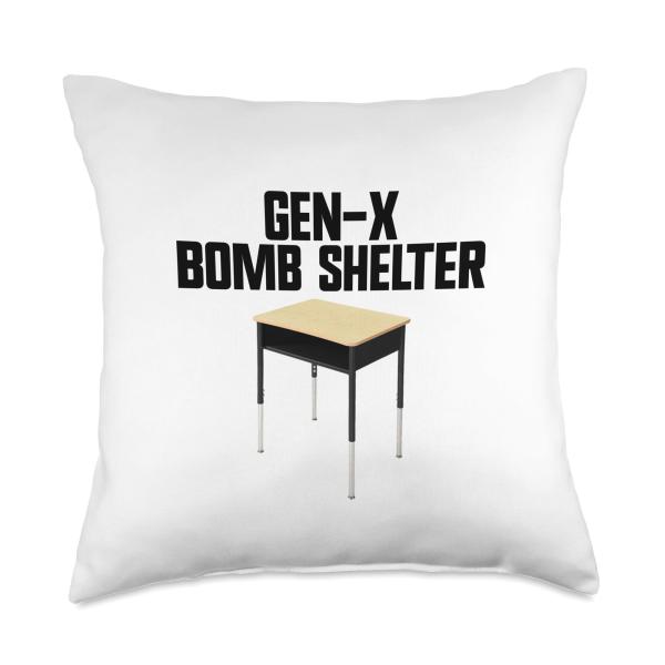 Gen-X Bomb Shelter Funny Generation X Bomb Shelter Throw Pillow