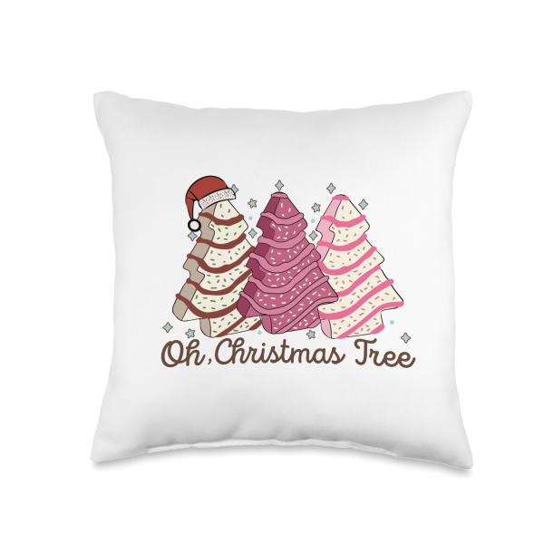 Oh Christmas Tree Cakes Funny Christmas Snack Cake Men Women Throw Pillow