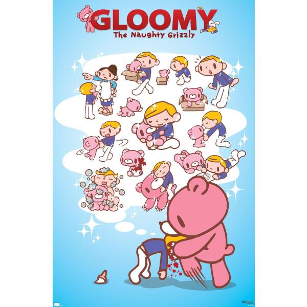 Gloomy Bear - Knee To The Face Wall Poster, 19L" x 13W", Premium Unframed Version