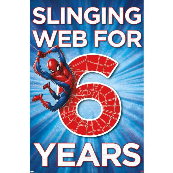 Trends International Marvel Spider-Man - Happy 6th Birthday Wall Poster, 19L x 13W, Premium Unframed Version