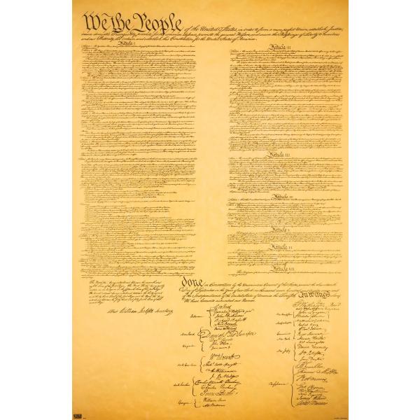 The Constitution Wall Poster, 19L" x 13W", Premium Unframed Version