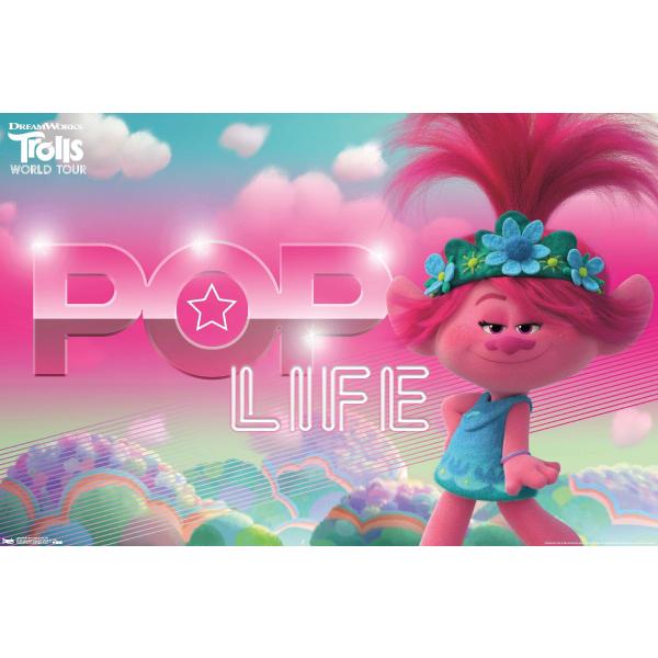 Trends International Trolls: World Tour - Pop Life ウォールポスター、長さ19 x 幅13、プレミアムフレームなしバージョン
