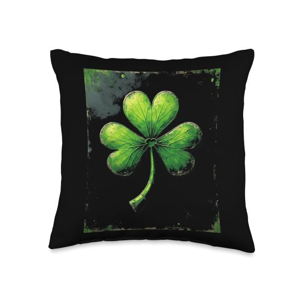 Four-Leaf Clover Throw Pillow