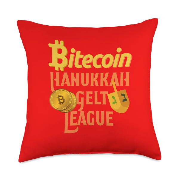 Hanukkah Bitecoin League - Happy Hannukah! dreidel gelt Throw Pillow