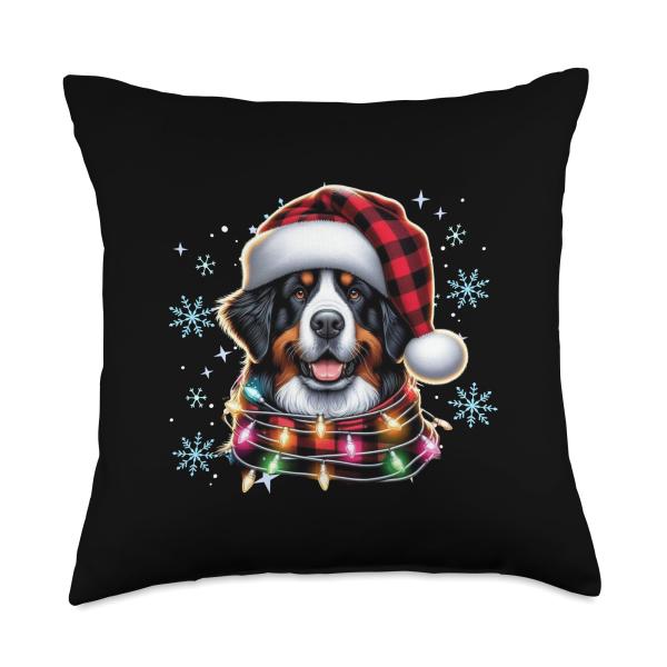 Bernese Mountain Dog Christmas Xmas Bernese Mountain Dog Throw Pillow
