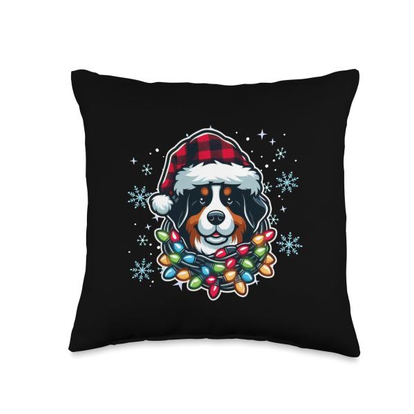 Bernese Mountain Dog Christmas Xmas Bernese Mountain Dog Throw Pillow