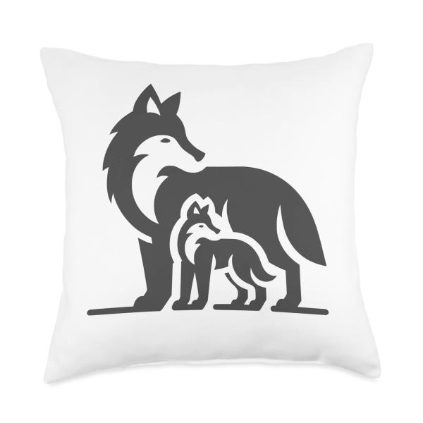 Wolf gift wolves wolf cub wolf baby mom dad child Throw Pillow
