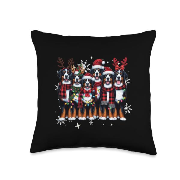 Bernese Mountain Dog Christmas Xmas Bernese Mountain Dog Throw Pillow