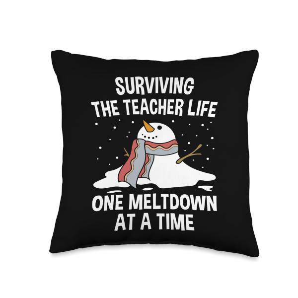 Surviving The Teacher Life One Meltdown At a Time Funny Throw Pillow