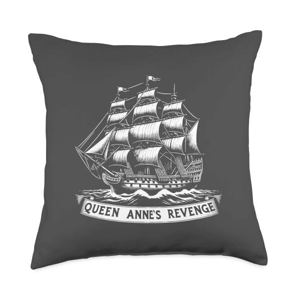 Queen Anne's Revenge Flagship of Blackbeard the Pirate Throw Pillow