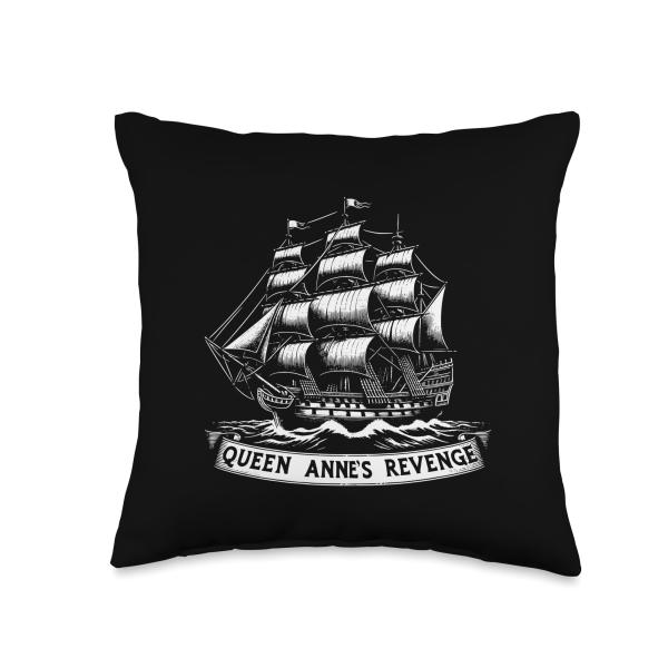 Queen Anne's Revenge Flagship of Blackbeard the Pirate Throw Pillow