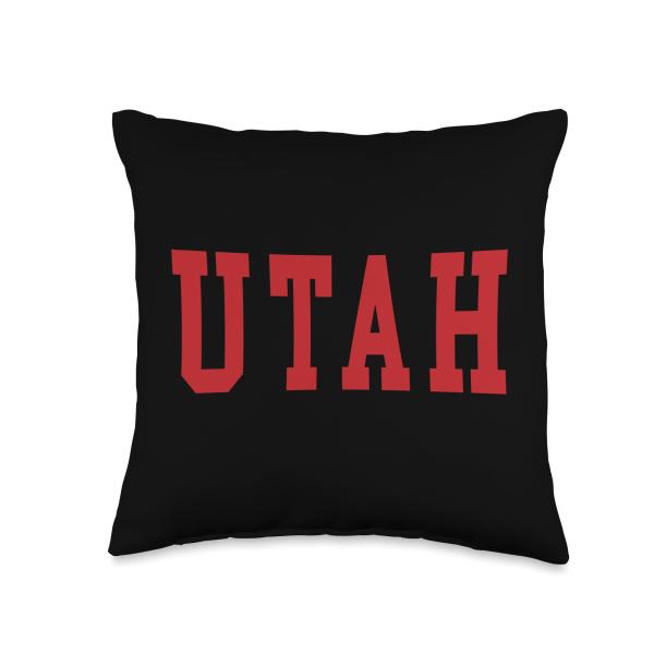 Vintage Utah Men Utah Women Retro UT Red Gray Black Tee Gift Throw Pillow