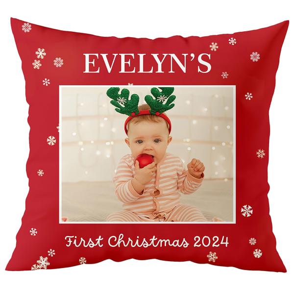 Custom Pillow - USA Made - First Christmas Throw Pillows - Personalized Pillows with Pictures - Christmas Pillow - Personalized Gift - Grandparent ＆