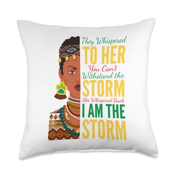 I Am The Storm - Black History Month - Messy Bun Girl Throw Pillow