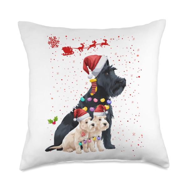 Scottish Terrier Christmas Idea Women Scottie Dog Christmas Throw Pillow