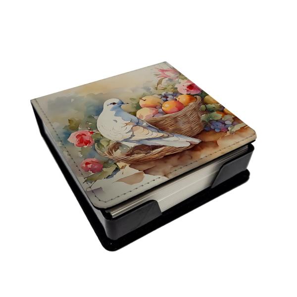 Caroline's Treasures Dove PU Leather Note Paper Holder with Artist-Designed Cover, Desk Accessory, Office Gift