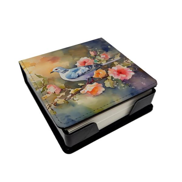 Caroline's Treasures Dove PU Leather Note Paper Holder with Artist-Designed Cover, Desk Accessory, Office Gift