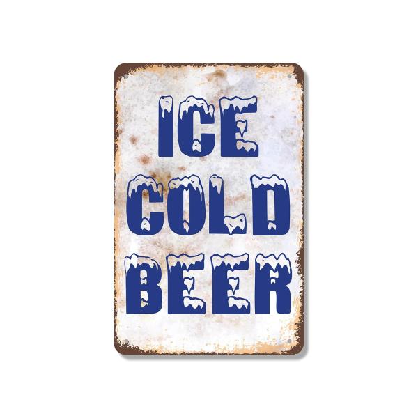 Ice Cold Beer 10 Inch x 14 Inch Metal Sign Novelty Aluminum Durable Weatherproof UV Protected Perfect for Bars Man Caves Fun Gift for Beer Lovers Craf