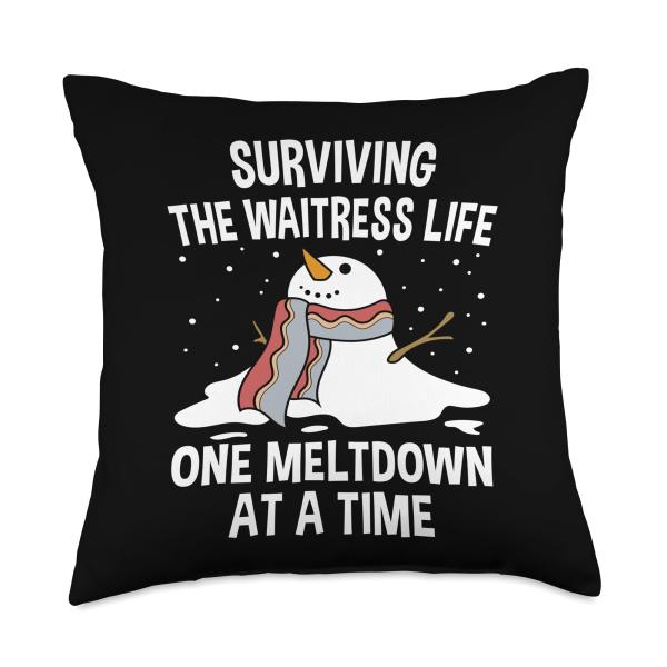 Surviving The Waitress Life One Meltdown At a Time Funny Throw Pillow