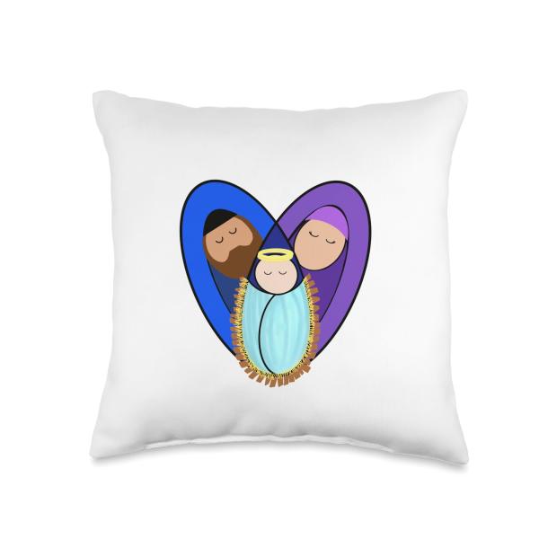 Love Came Down Christian Christmas Nativity Manger Jesus Throw Pillow