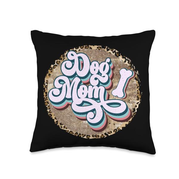Dog Mom I Heart Canine Love Paw Prints Throw Pillow