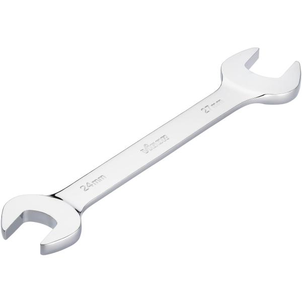 Vigor V7730-24X27 Double Open-End Spanner External Hexagonal Profile 24 x 27 mm Chrome-Plated and Polished Suitable for All Screw Connections Length 2