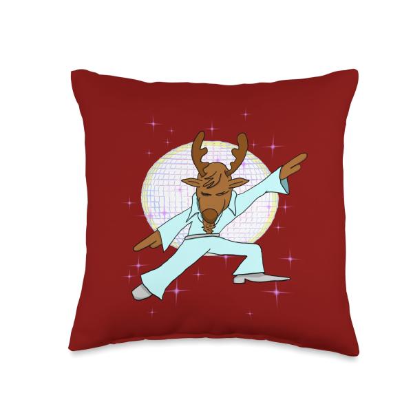 Dancer: The Dancing Reindeer Throw Pillow