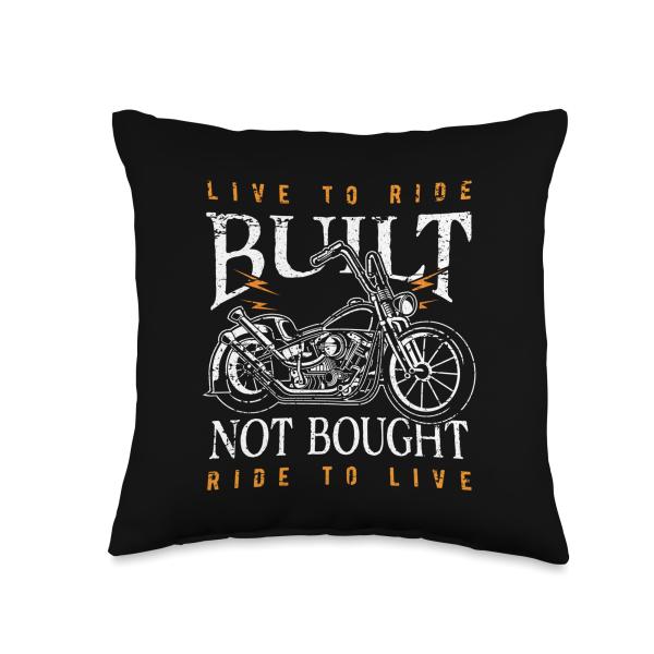 Built Not Bought Classic Motorcycle Chopper Design Throw Pillow