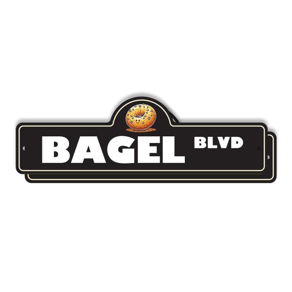 Bagel (2 Pack) Plastic Street Sign - 7 Inch X 20 Inch Gift Breakfast Food Cafe Deli Bread Bakery Fresh Toast Cream Cheese Snack