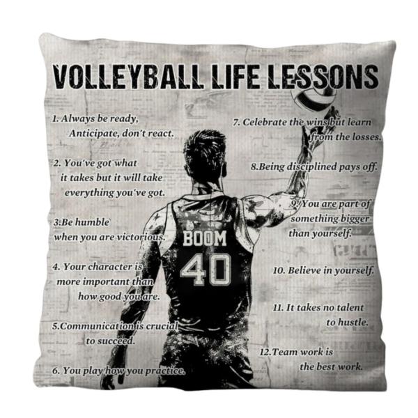 84WONDER Personalized Volleyball Life Lessons Pillow, Custom Volleyball Throw Pillow with Inspirational Quotes, Gift for Volleyball Players, Coaches,