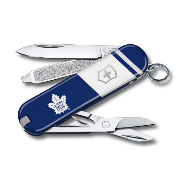 Victorinox Classic SD Swiss Army Knife - Compact 7 Function Swiss Made Pocket Knife with Small Blade, Screwdriver and Key Ring - Toronto Maple Leafs
