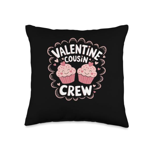Valentine Cousin Crew Cute Cupcakes Lover Baking Squad Throw Pillow