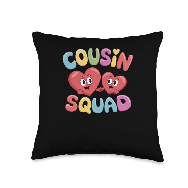 Cousin Squad Cute Reunion Best Friend Valentine Heart Match Throw Pillow