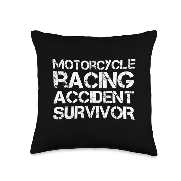 Motorcycle Racing Accident Survivor Throw Pillow
