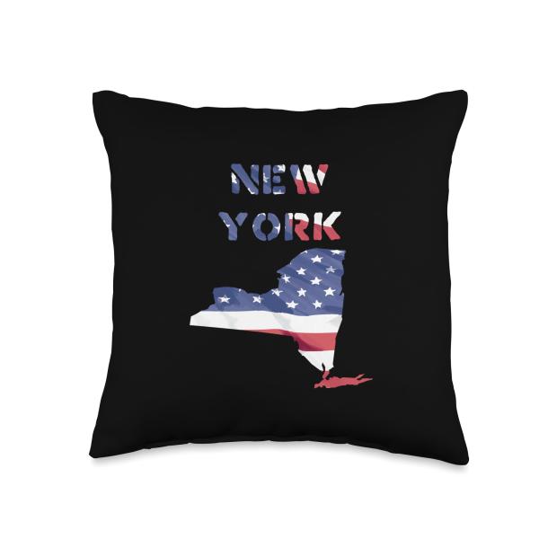 New York State United States Proud Patriot US flag NY Pride Throw Pillow