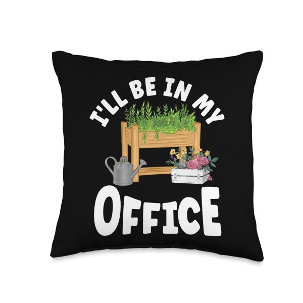 I'll Be In My Office Raised Bed Throw Pillow