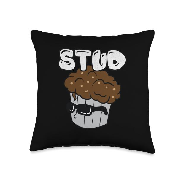 Stud Muffin Funny Cupcake With Sunglasses Baker Baking Cake Throw Pillow