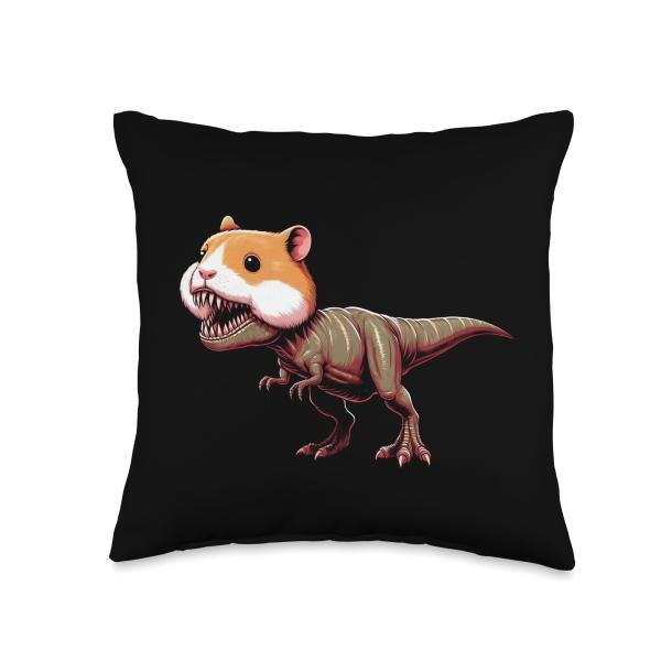 Hamster Dino T-Rex Hybrid and Fantasy Creature Throw Pillow