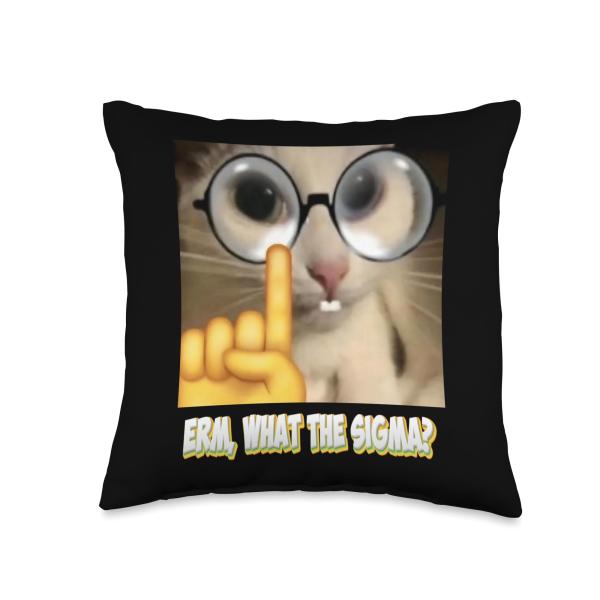 Cat Funny Erm, What the Sigma? Cat Meme Funny Throw Pillow