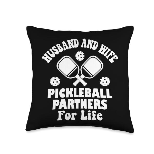 Husband And Wife Pickleball Partners For Life Funny Couples Throw Pillow