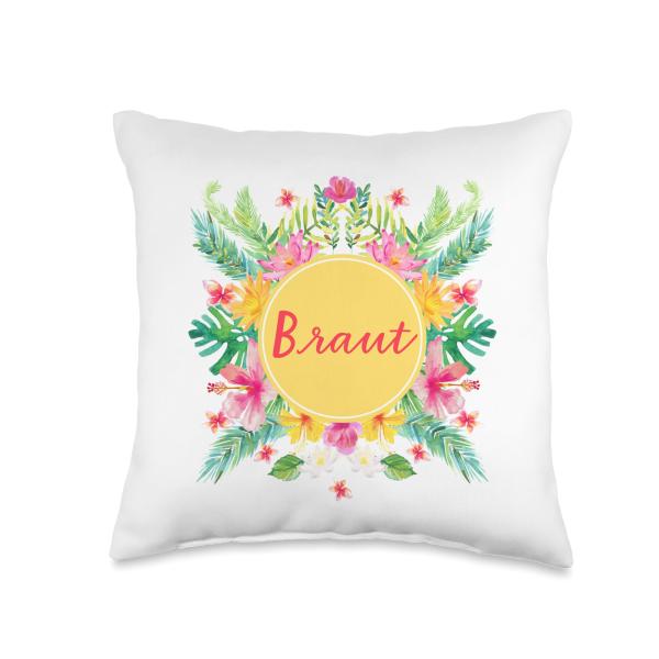 Braut German Bride New Bride Wedding Bachelorette Hen Party Throw Pillow