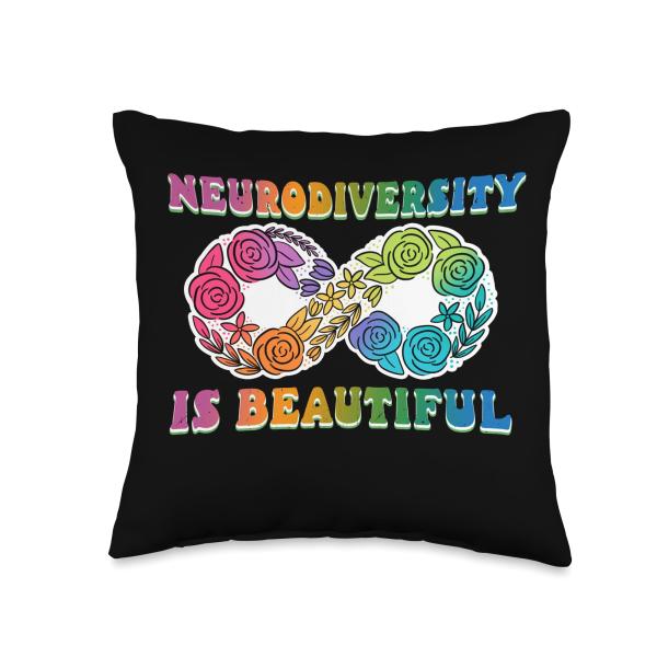 Neurodiversity is Beautiful Minds of All Kinds Awareness Throw Pillow
