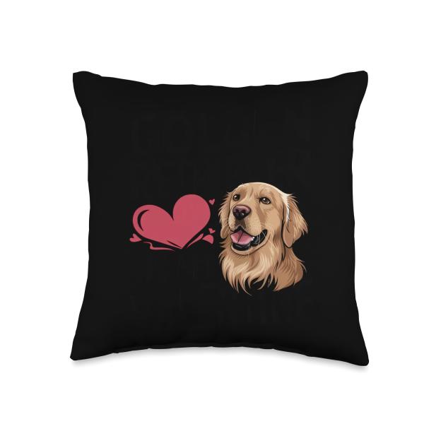 Golden Retriever Is My Valentine Heart Funny Friend Family Throw Pillow